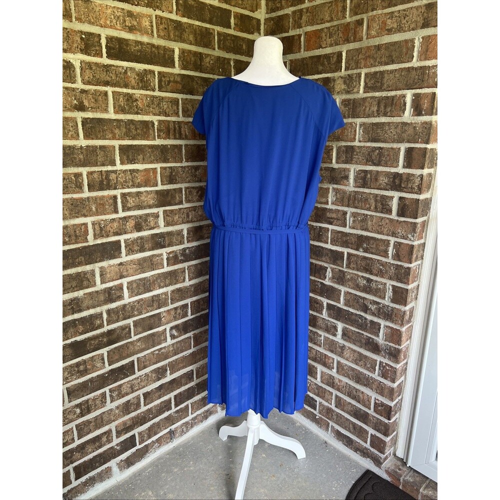 Catherine’s Woman Cobalt Blue Elastic Waist Tie Front Pleated Casual Dress 2X - Picture 9 of 16